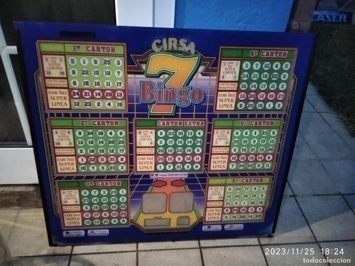 Vintage: Antiguo panel frontal m&aacute;quina recreativo tragaperras CIRSA - Loter&iacute;a Bingo - Metacrilato - Pl&aacute;stico