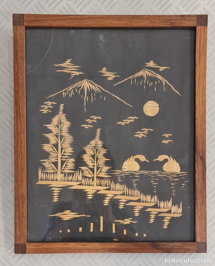 Vintage: Cuadro bamb&uacute; monte Fuji - Foto 1