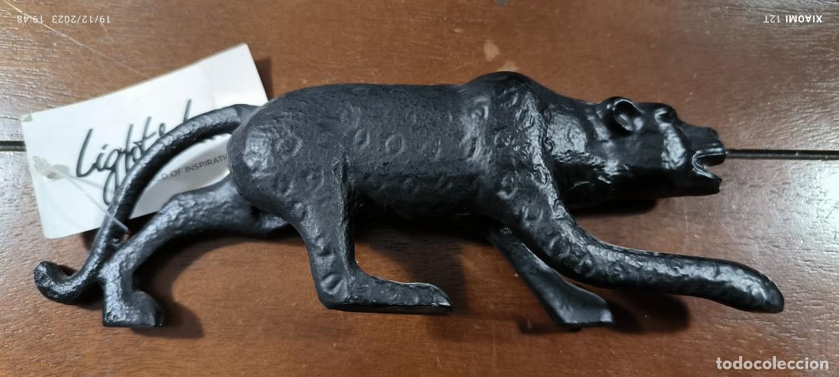 Vintage: PANTERA NEGRA METAL-HIERRO - BRONCE ? 21 x 7 cm