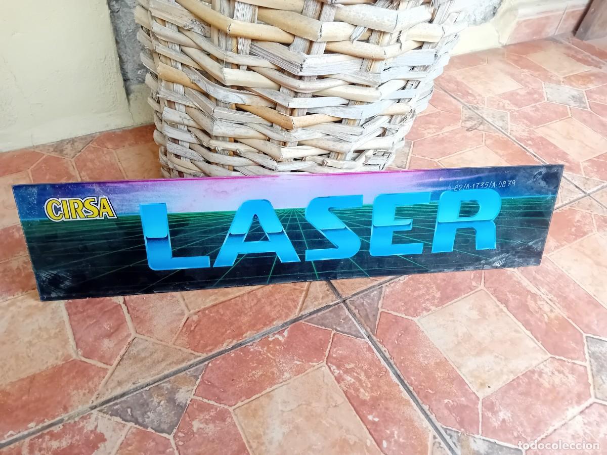 Vintage: Antiguo panel cartel metacrilato frontal superior recreativo videojuego Laser Cirsa consola