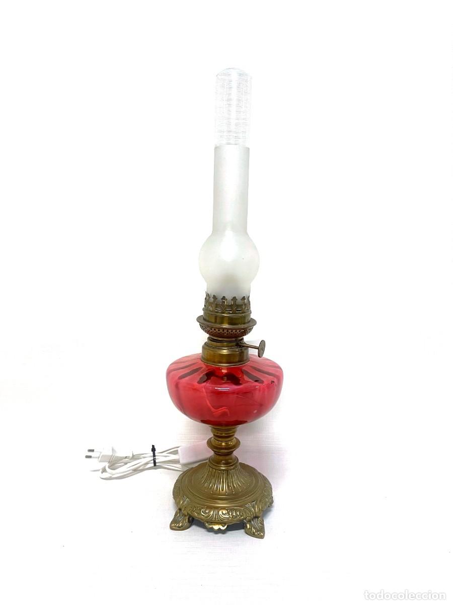 Vintage: Quinqu&eacute; el&eacute;ctrico de vidrio y metal DEFECTUOSO