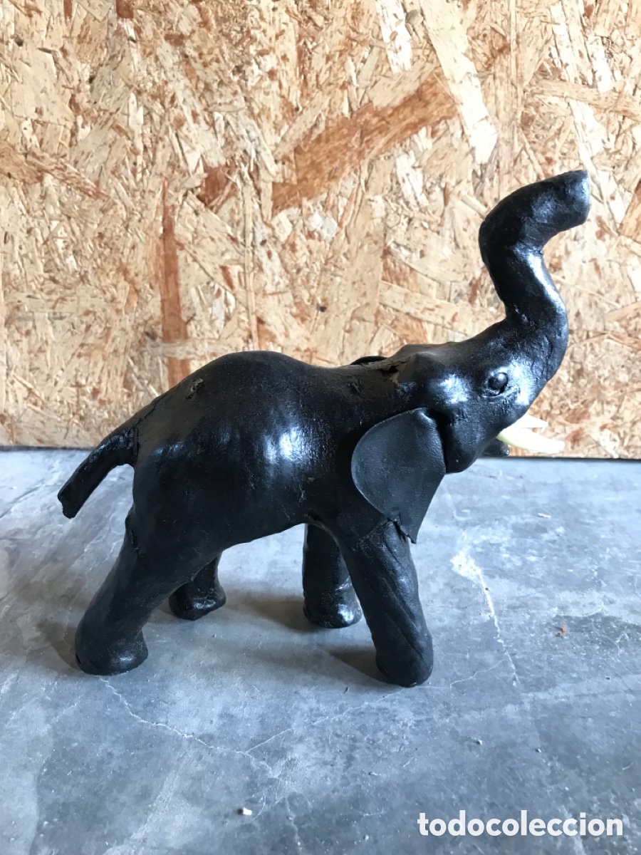 Vintage: Elefante papel mach&eacute; y cuero