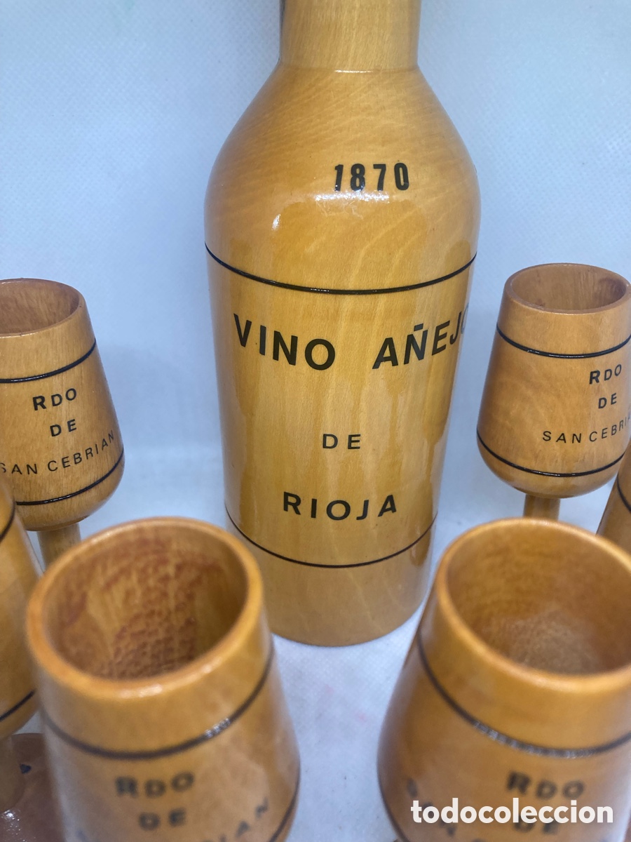 Vintage: JUEGO BOTELLA Y COPAS DE MADERA VINTAGE - Foto 6