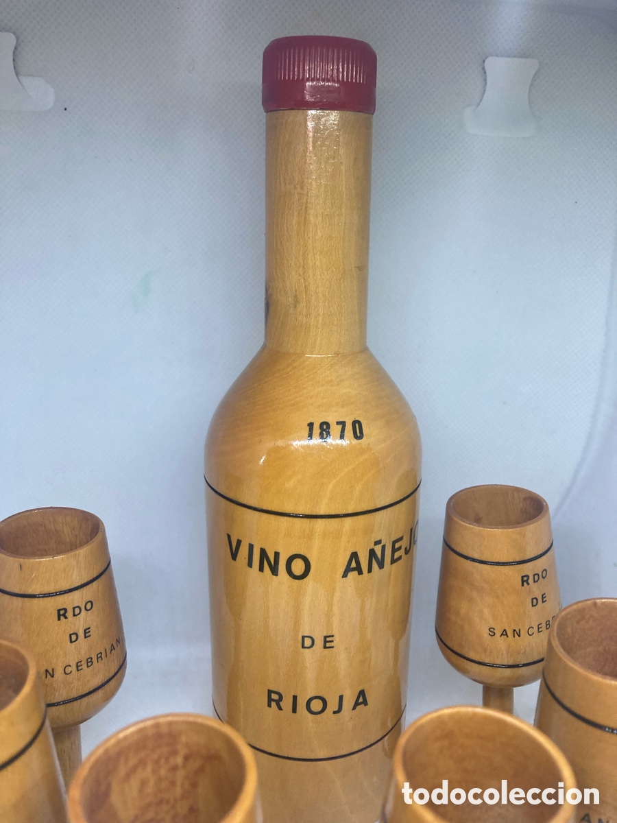 Vintage: JUEGO BOTELLA Y COPAS DE MADERA VINTAGE - Foto 7