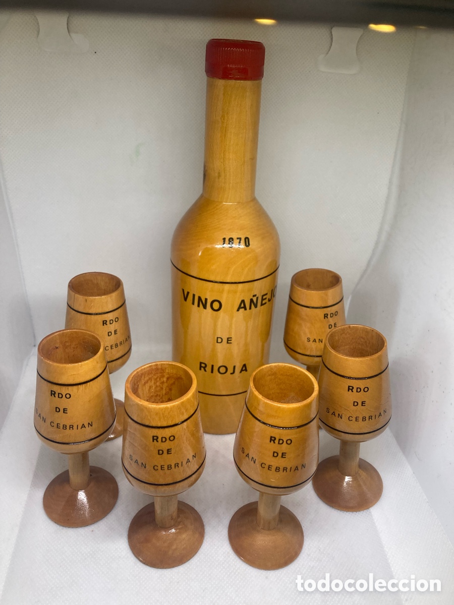 Vintage: JUEGO BOTELLA Y COPAS DE MADERA VINTAGE - Foto 8