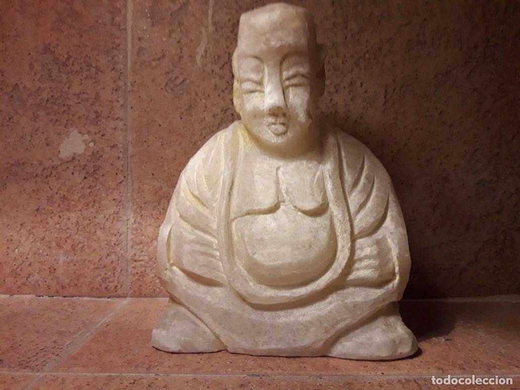 Vintage: ESTATUILLA DE BUDA TALLADA EN ALABASTRO. - Foto 3