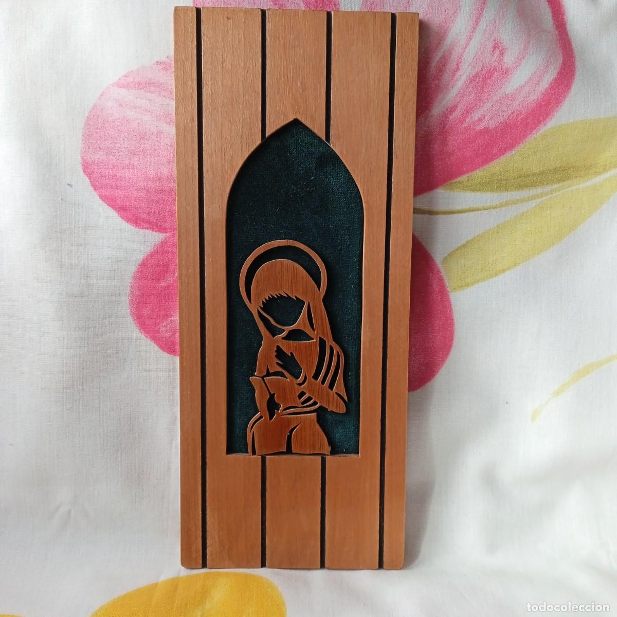 Vintage: CUADRO CON VIRGEN EN MADERA CALADA-VINTAGE - Foto 1
