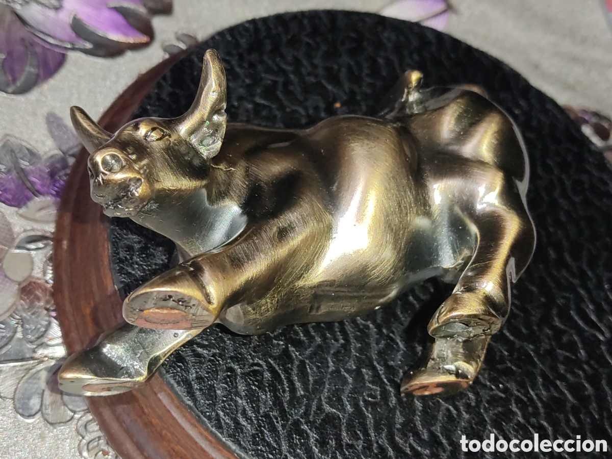 Vintage: Figura Toro de lat&oacute;n. - Foto 8