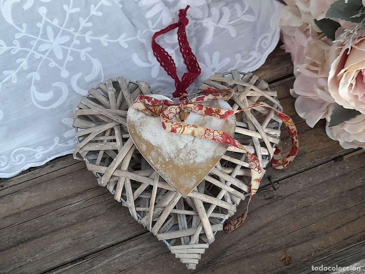 Vintage: Coraz&oacute;n decorativo de mimbre - Foto 1
