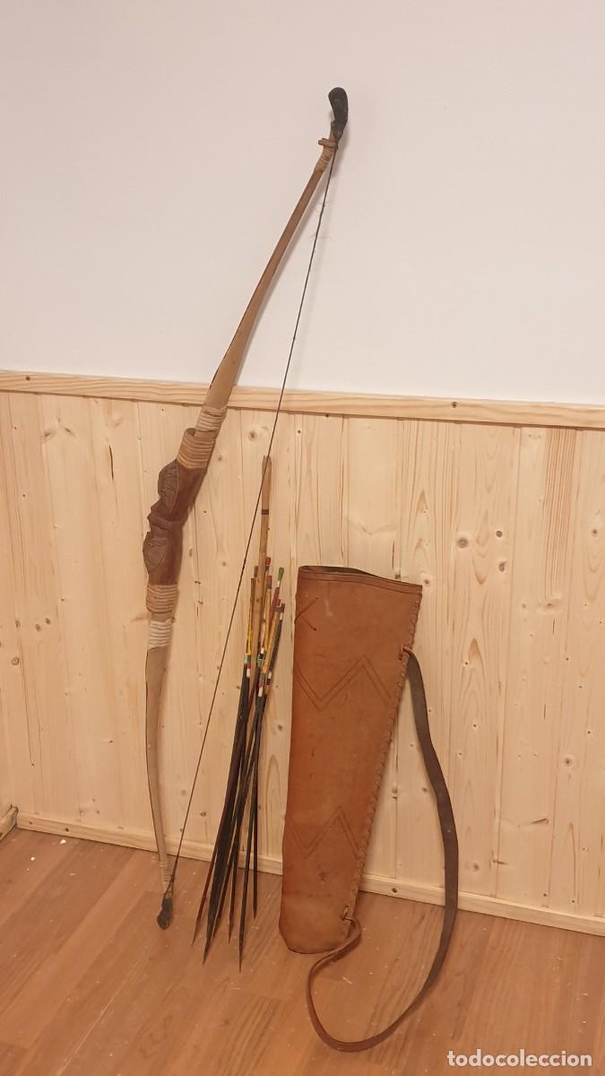 Vintage: Arco con talla de Madera, con flechas - Foto 3