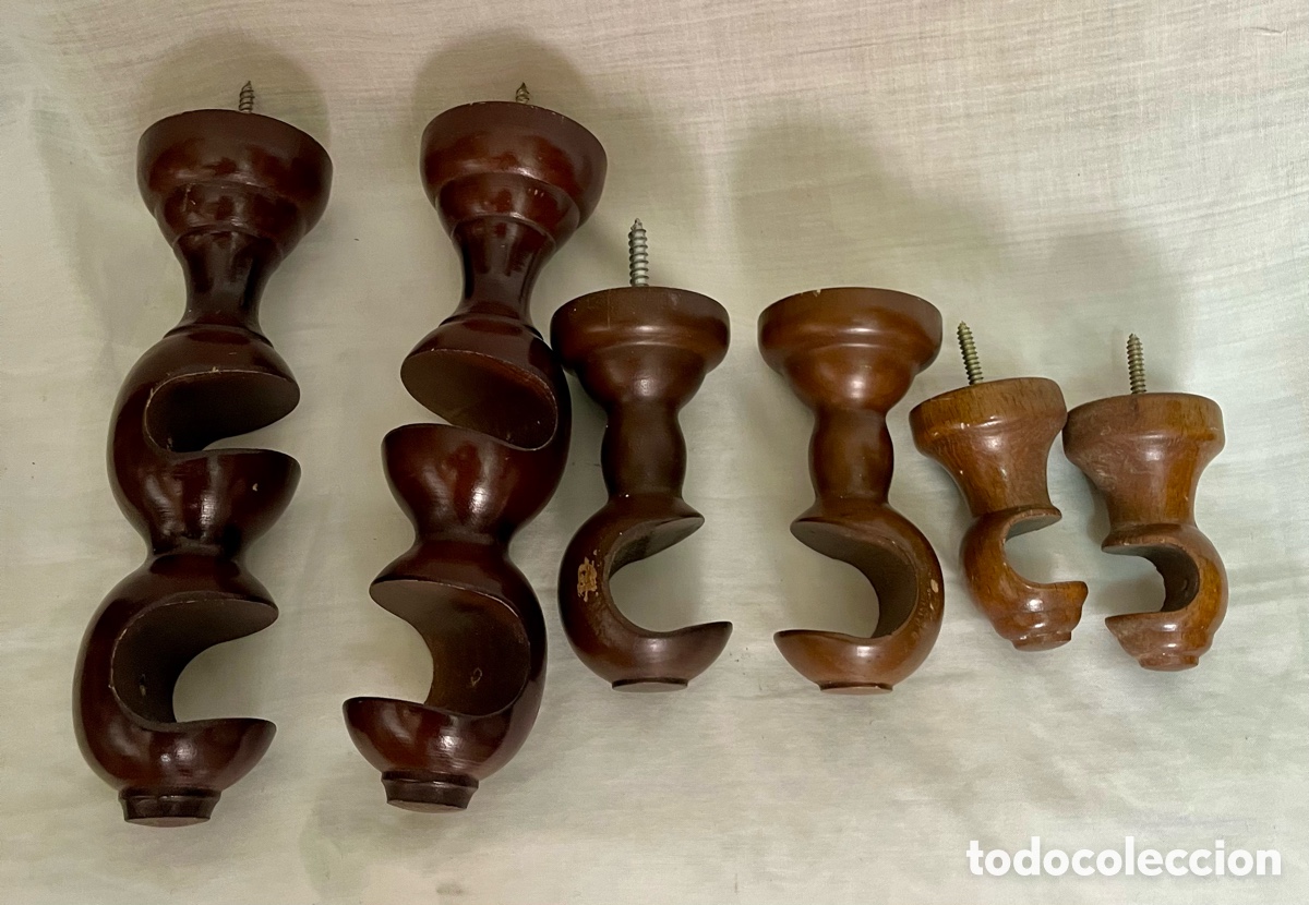 Vintage: 8 soportes para cortinas de madera - Foto 2