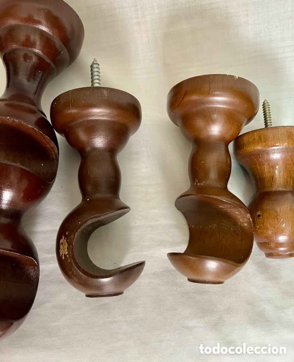 Vintage: 8 soportes para cortinas de madera - Foto 4