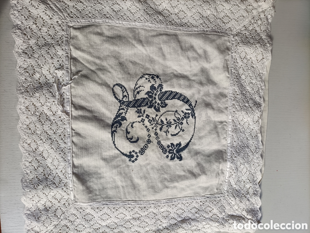 Vintage: Dos fundas cojines bordadas ganchillo - Foto 4