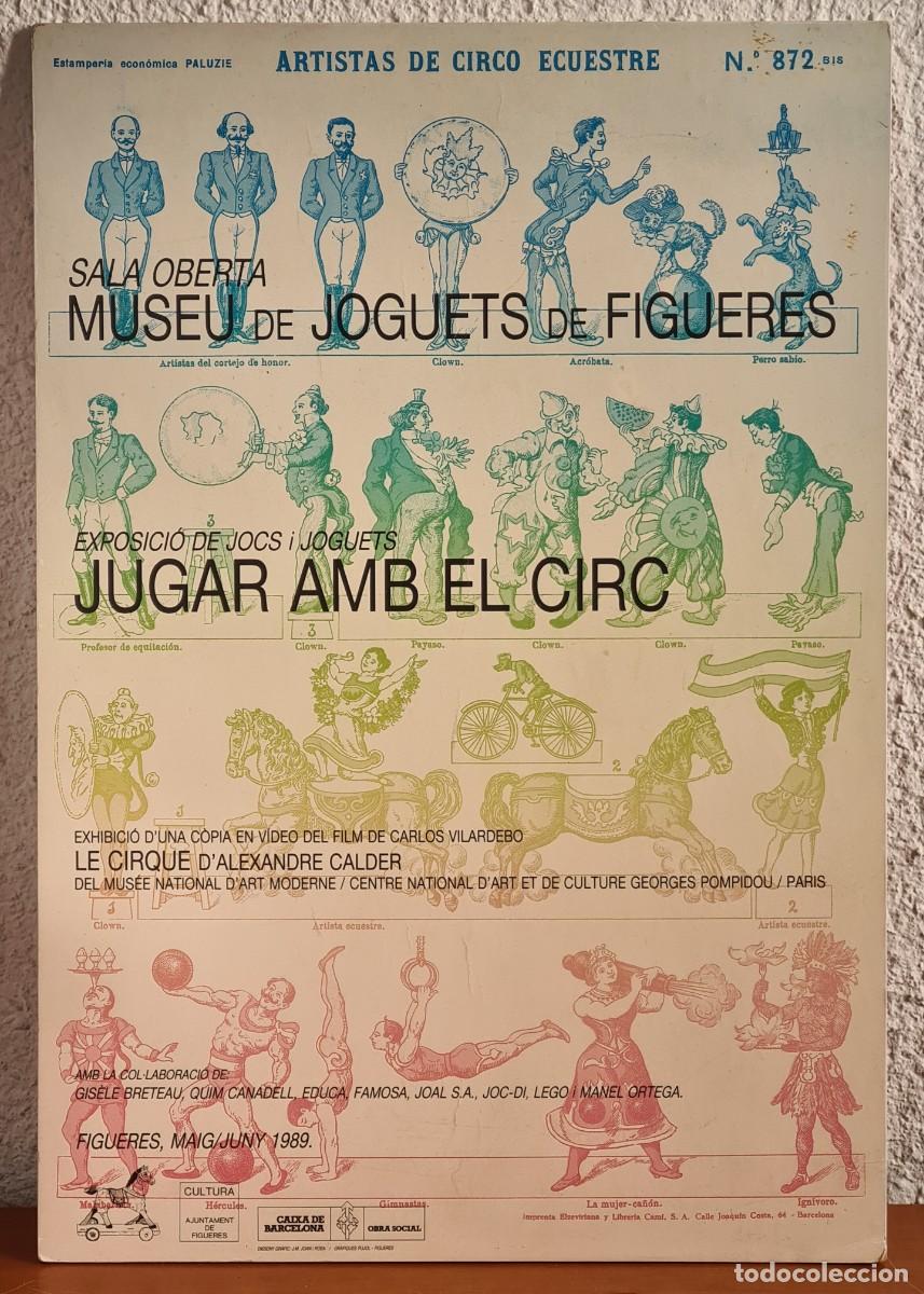 Vintage: Cartel de Madera Museu dels Joguets de Figueres Exposici&oacute;n 1989 Jugar amb el Circ - Decoraci&oacute;n Circo