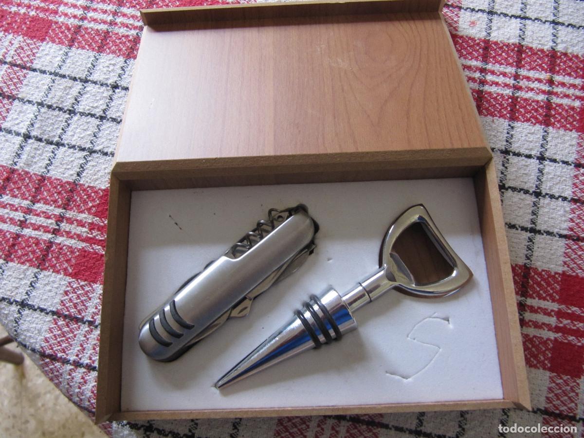 Vintage: CAJA MADERA CON ABRIDOR VINO Y NAVAJA MULTIUSOS - Foto 1