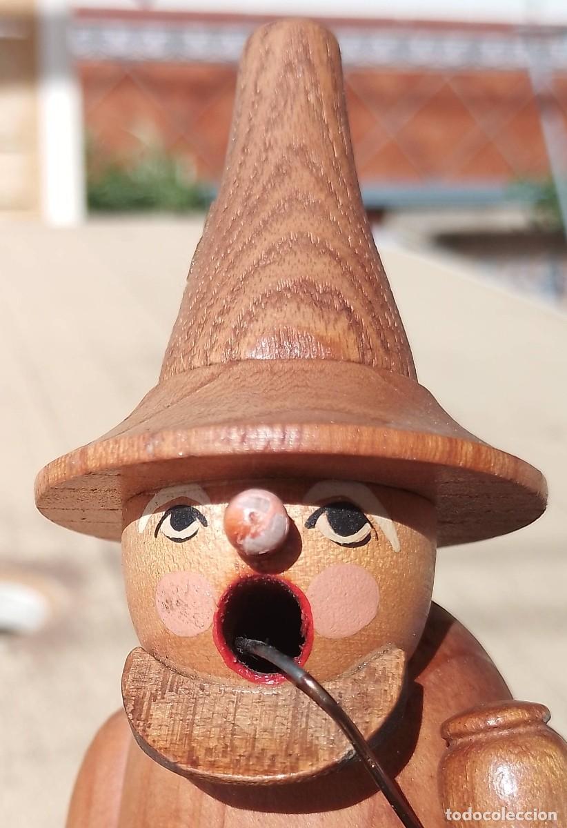 Vintage: Figura de madera, inciensario, quemador cono de incienso