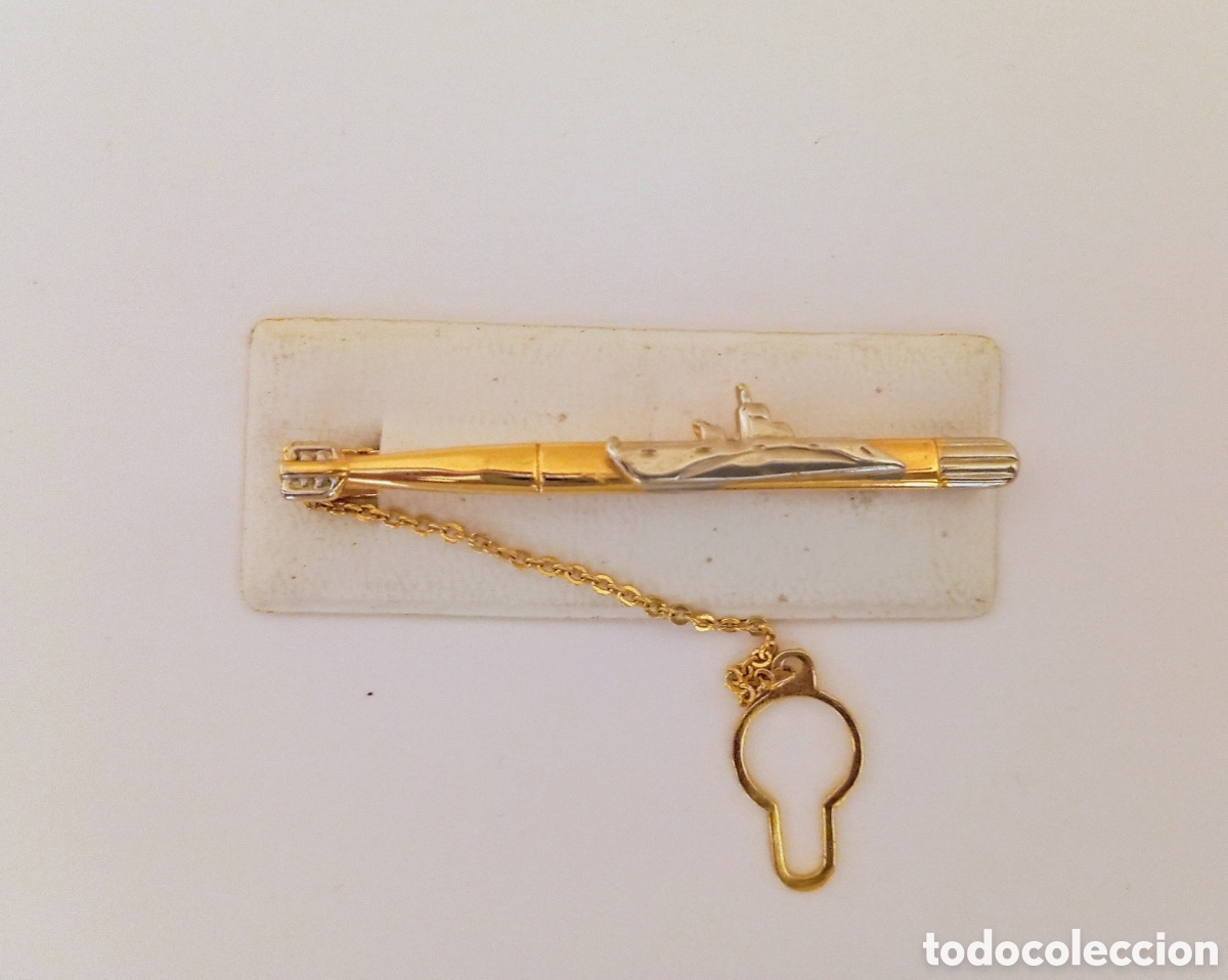 Vintage: PASA CORBATA/ PISA CORBATA - PASADOR - MOTIV&Oacute; NAVAL SUBMARINO - METALICO