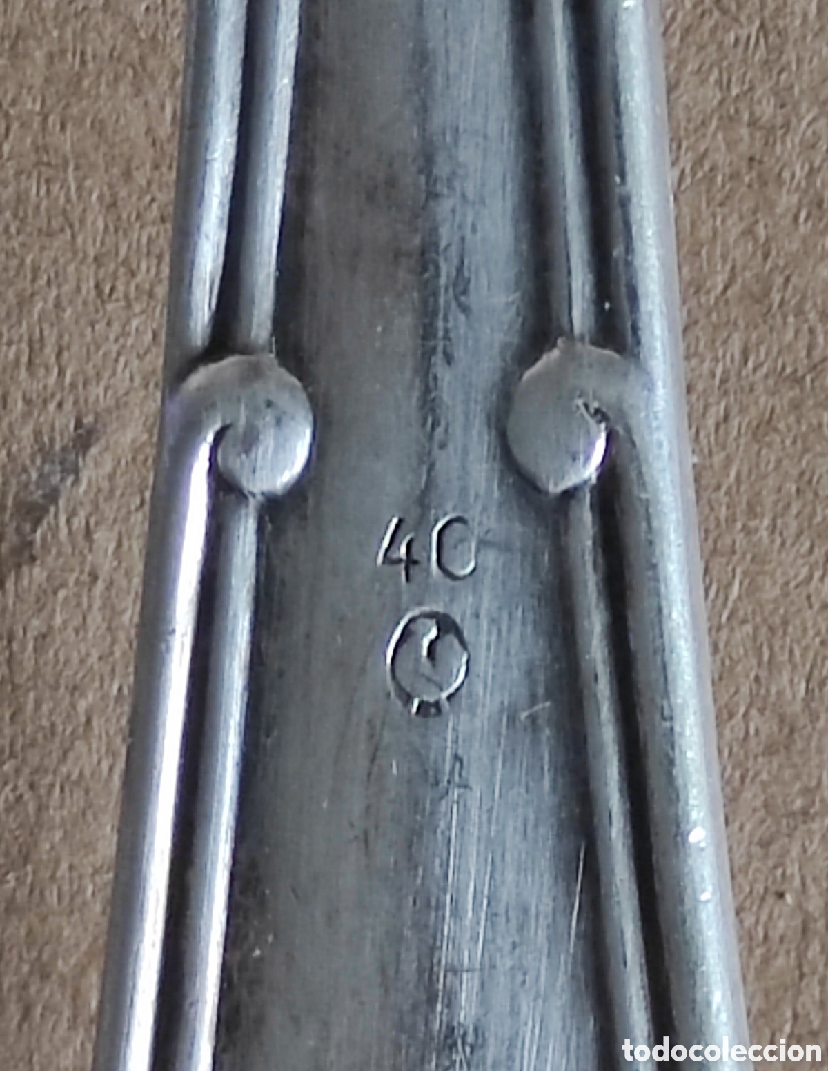 Vintage: JUEGO DE CUBIERTOS - CUCHAR&Oacute;N Y CAZO - MARCAJE - Foto 3