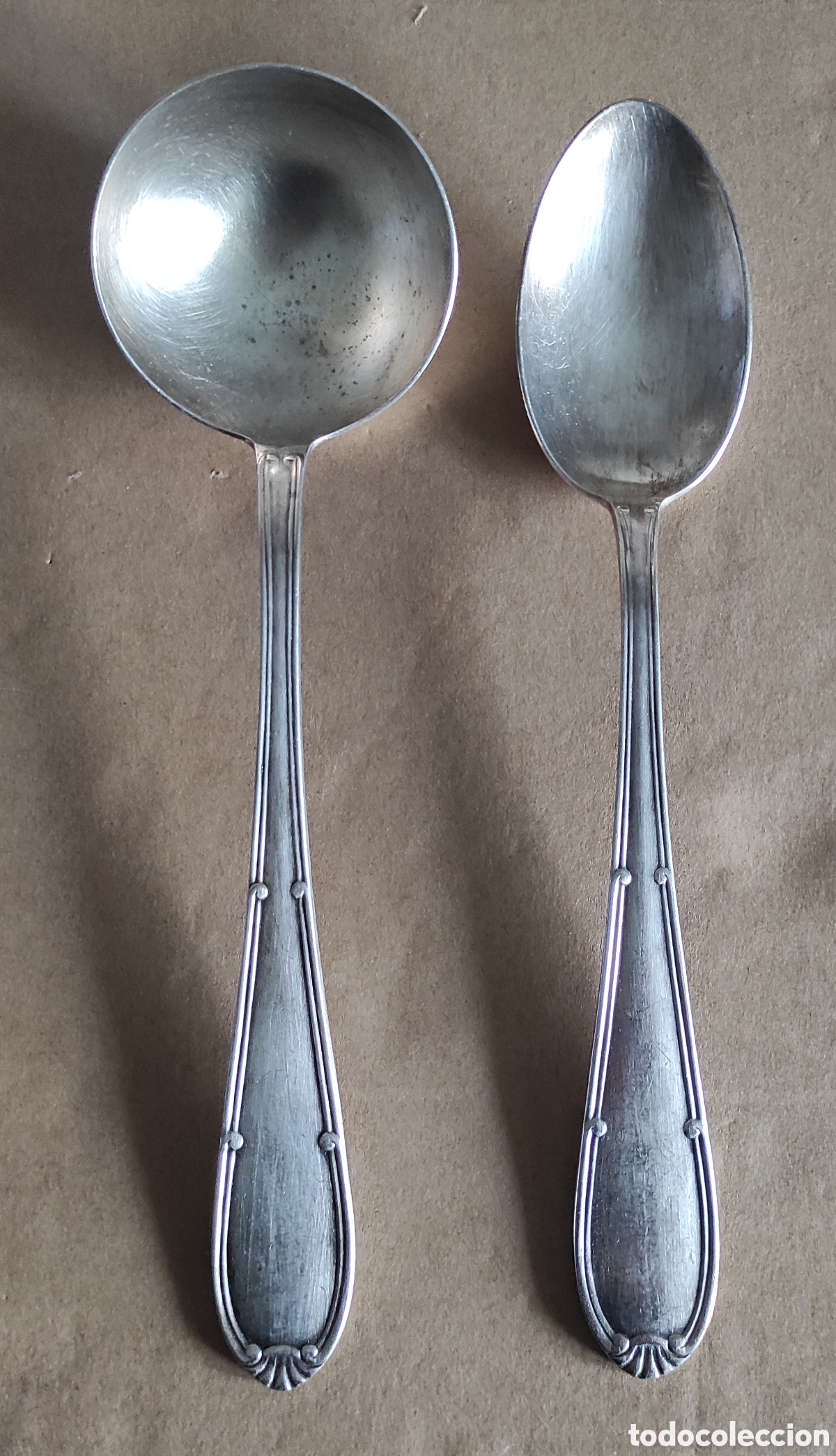 Vintage: JUEGO DE CUBIERTOS - CUCHAR&Oacute;N Y CAZO - MARCAJE - Foto 1