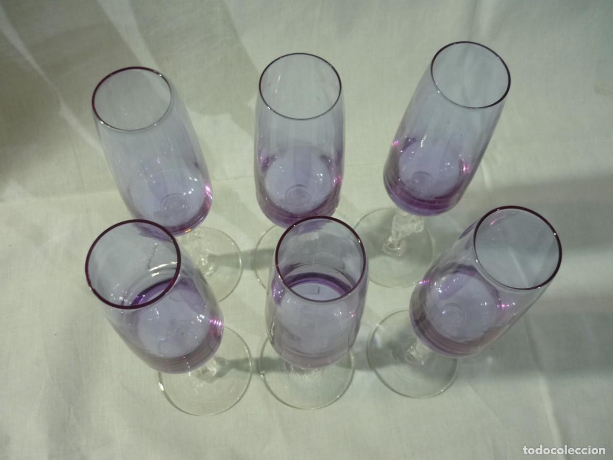 Vintage: 6 copas de vidrio con columnas en forma de mujer - Foto 8