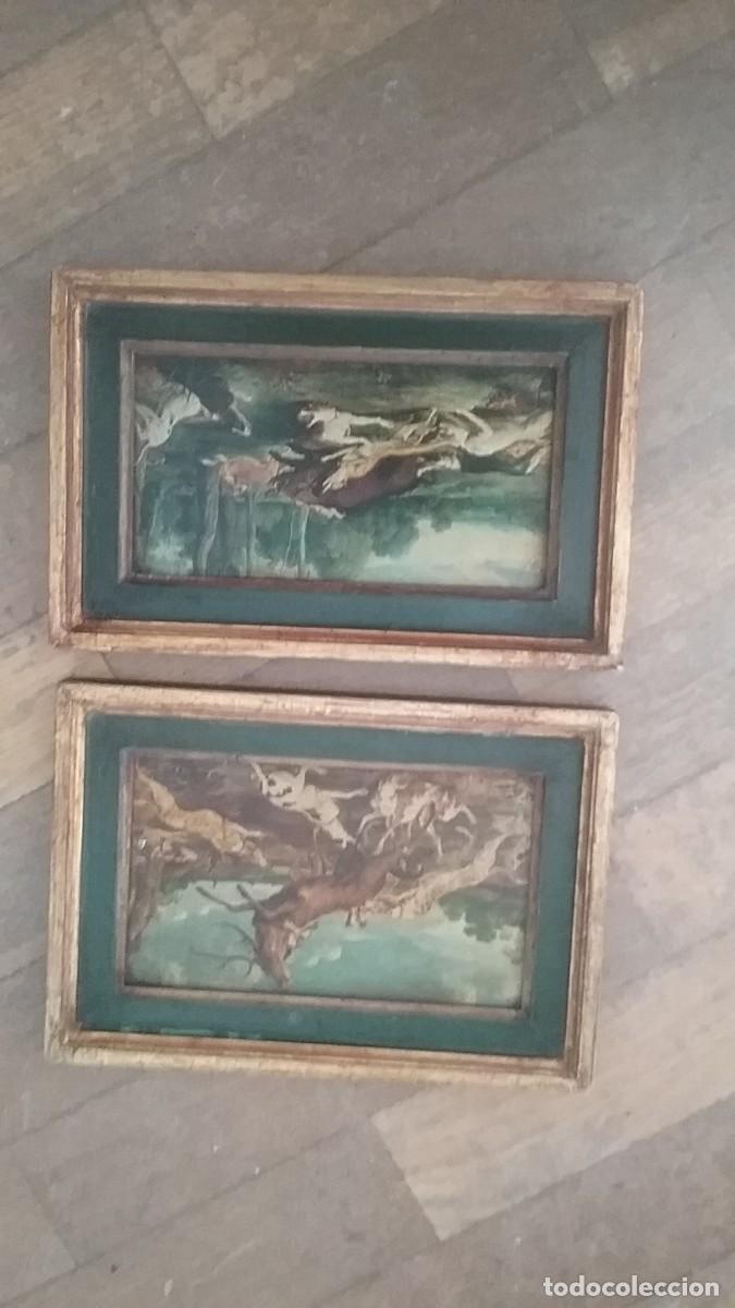 Vintage: Dos cuadros vintage,pintados sobre madera (119-2)