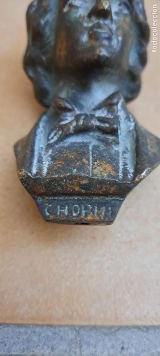 Vintage: Antiguo Busto en Lat&oacute;n de Fr&eacute;d&eacute;ric Chopin - Foto 9