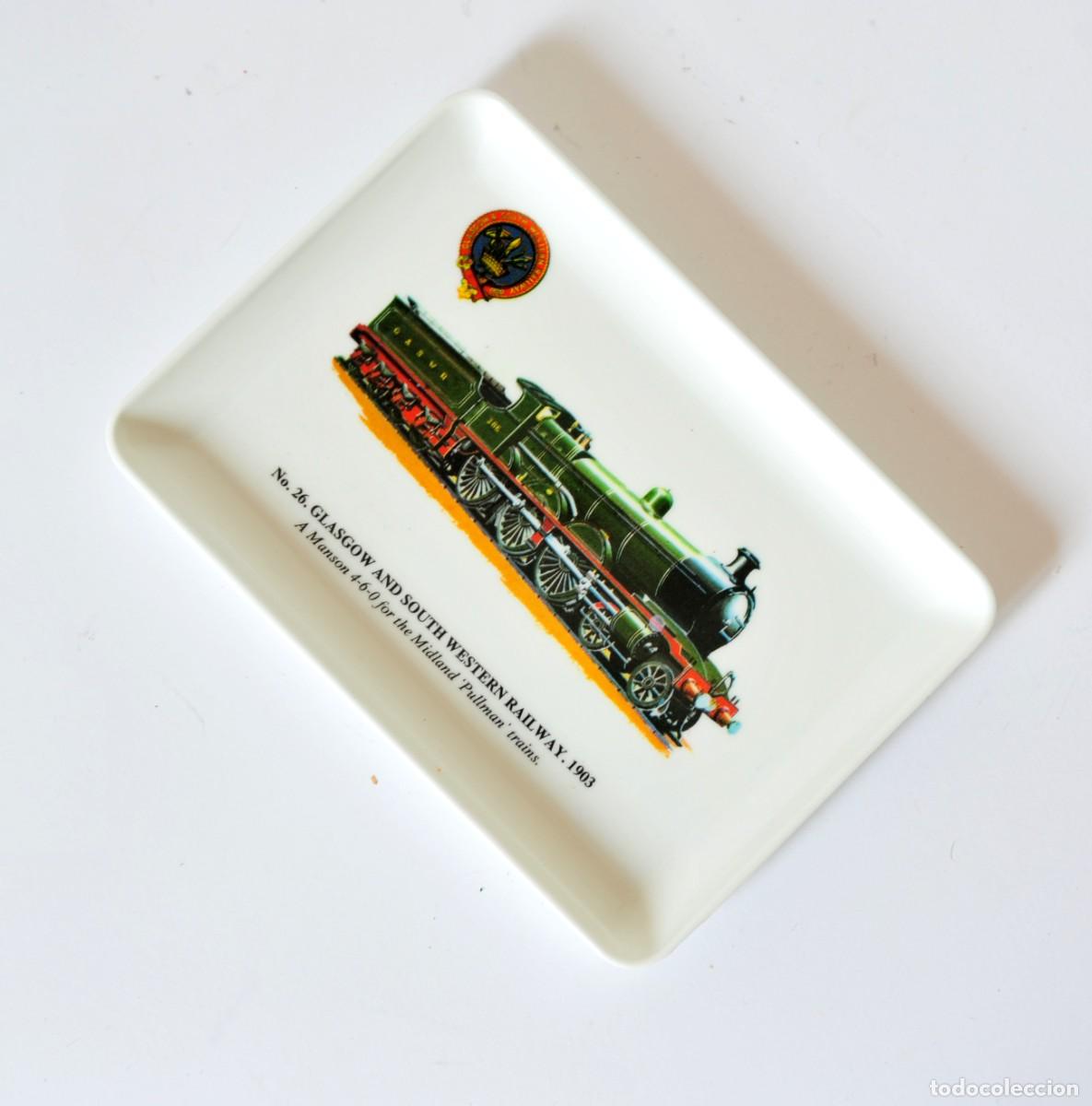 Vintage: Platillo o cenicero vintage de melamina. Colourmaster International, Spain. N&ordm; 26. Glasgow Railway