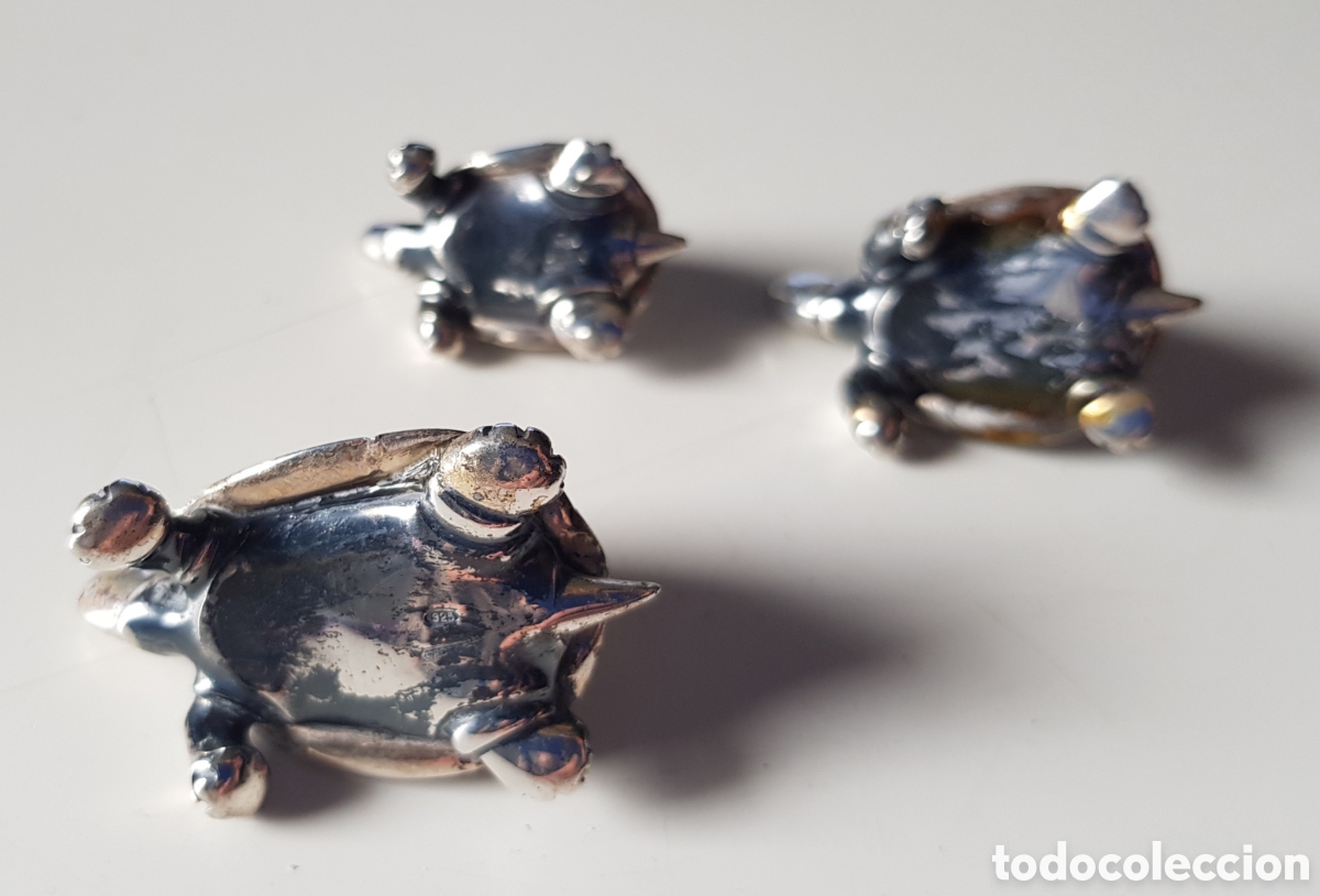 Vintage: Conjunto de tortugas de plata contrastadas, 925. - Foto 2
