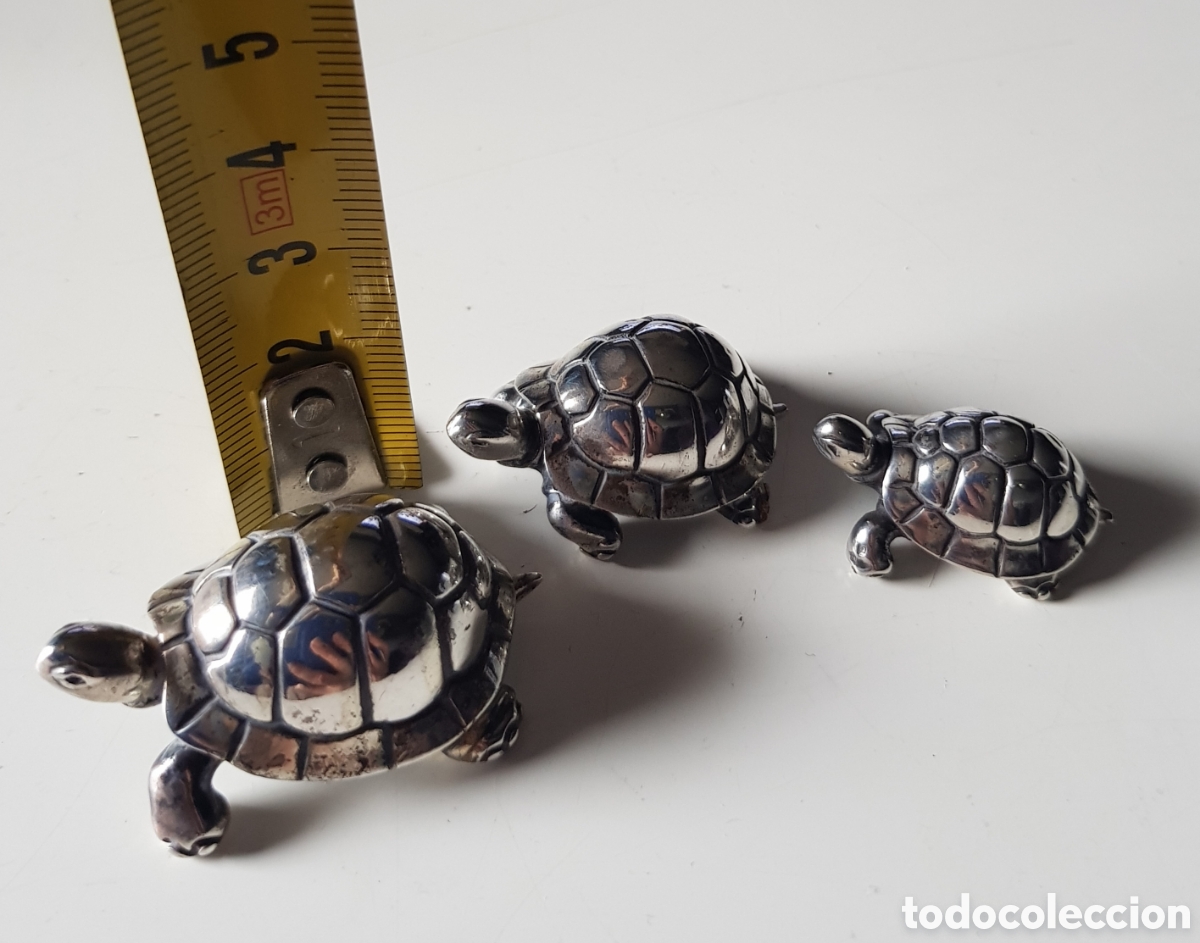 Vintage: Conjunto de tortugas de plata contrastadas, 925. - Foto 6