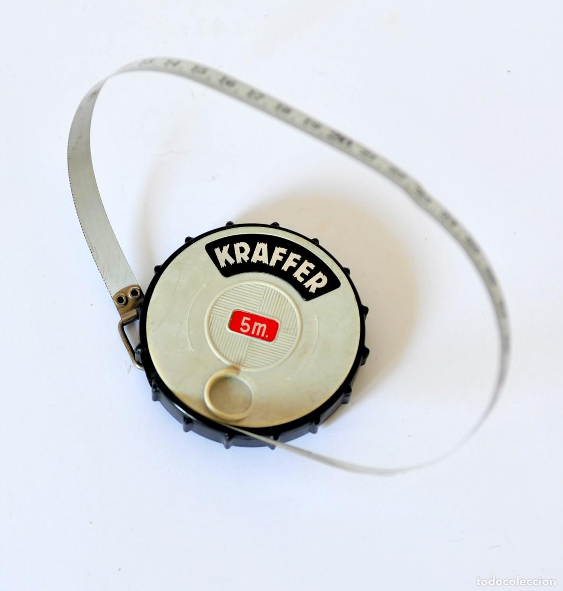 Vintage: Cinta m&eacute;trica vintage Kraffer. Manufactured with Zytel. Dupont. Mide hasta 5 mts. Flex&oacute;metro.