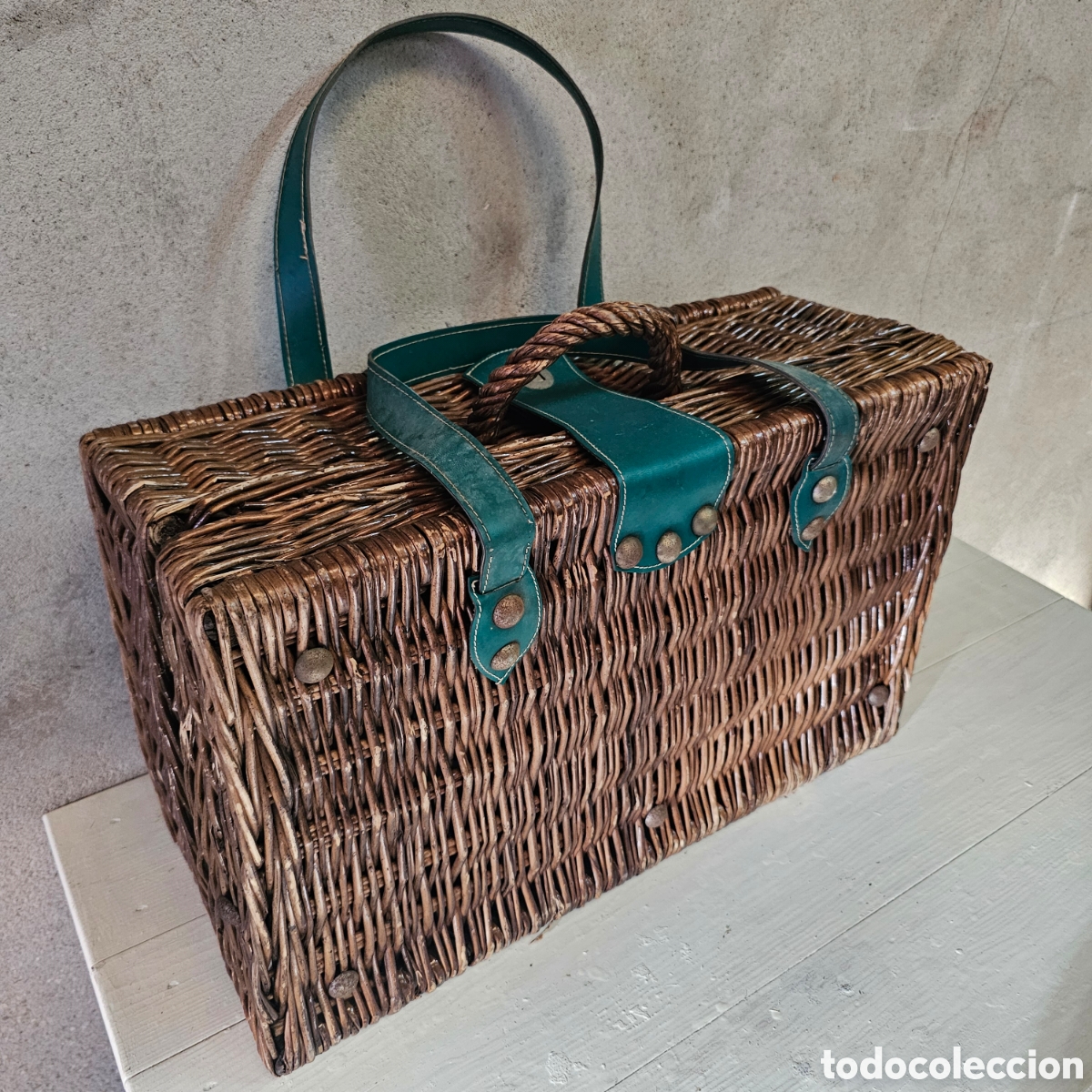 Vintage: ANTIGUA CESTA DE PICNIC CON ACCESORIOS - Foto 2