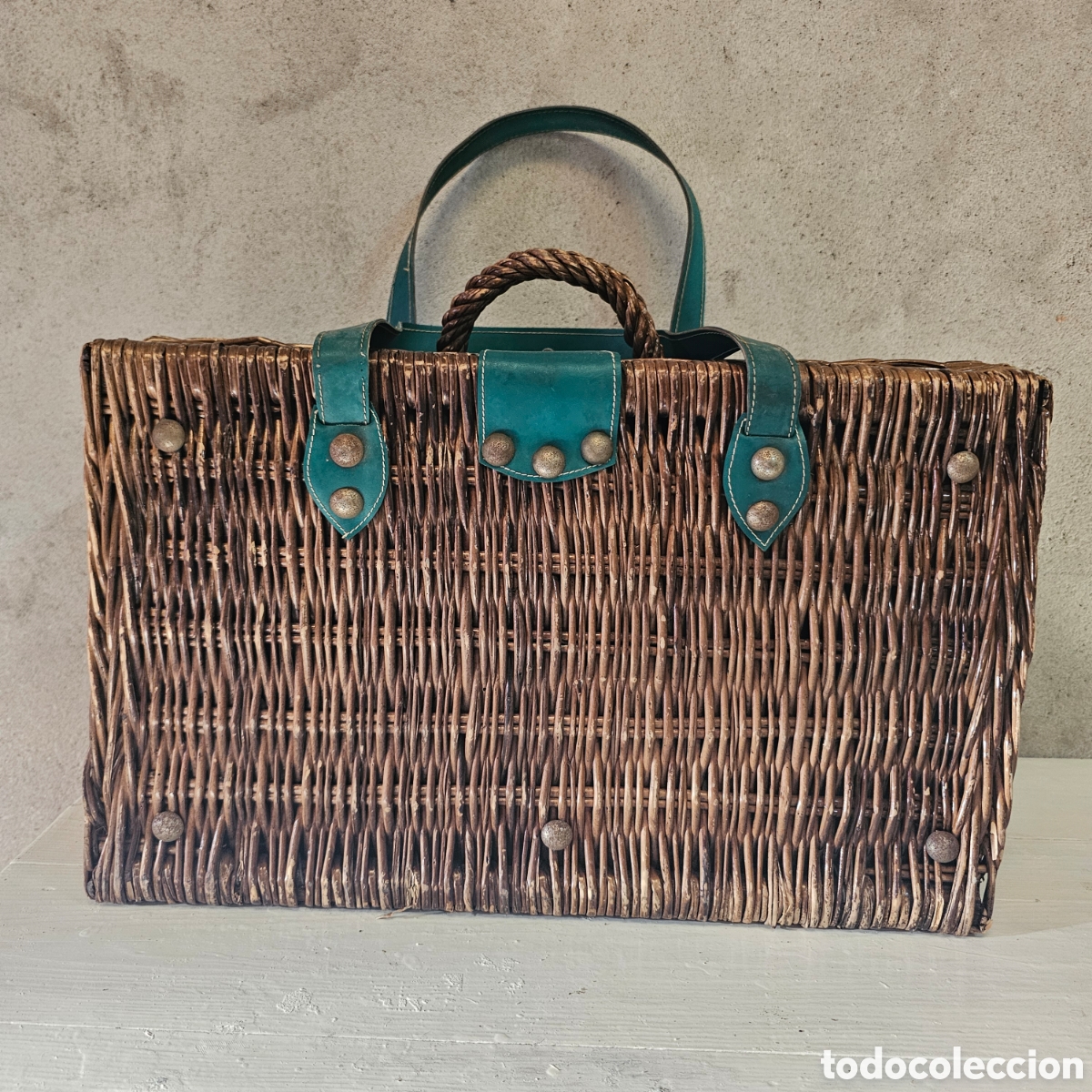 Vintage: ANTIGUA CESTA DE PICNIC CON ACCESORIOS - Foto 1