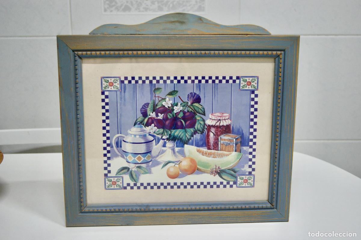 Vintage: Marco para pared en madera azul decap&eacute; - Foto 2