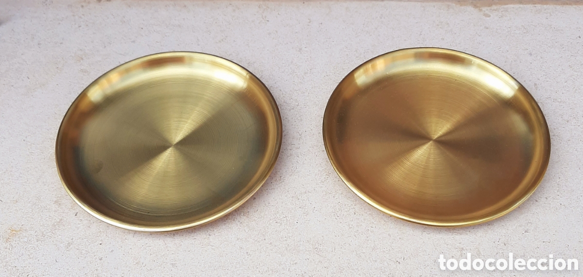 Vintage: 2 platos de balanza dorados, 14 cm