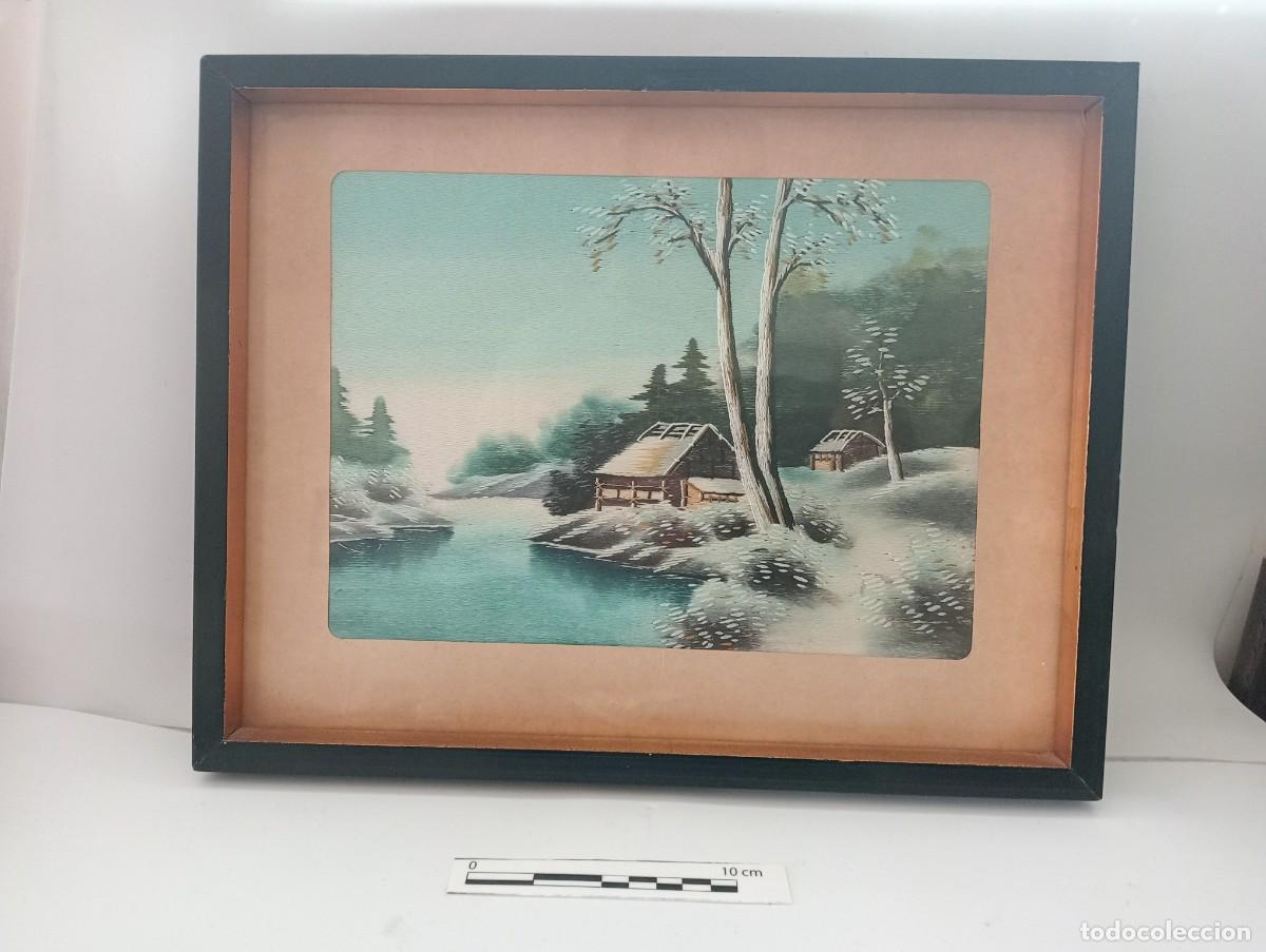Vintage: Cuadro de seda japonesa