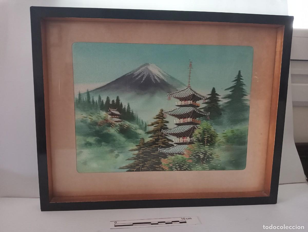 Vintage: Cuadro de seda japonesa