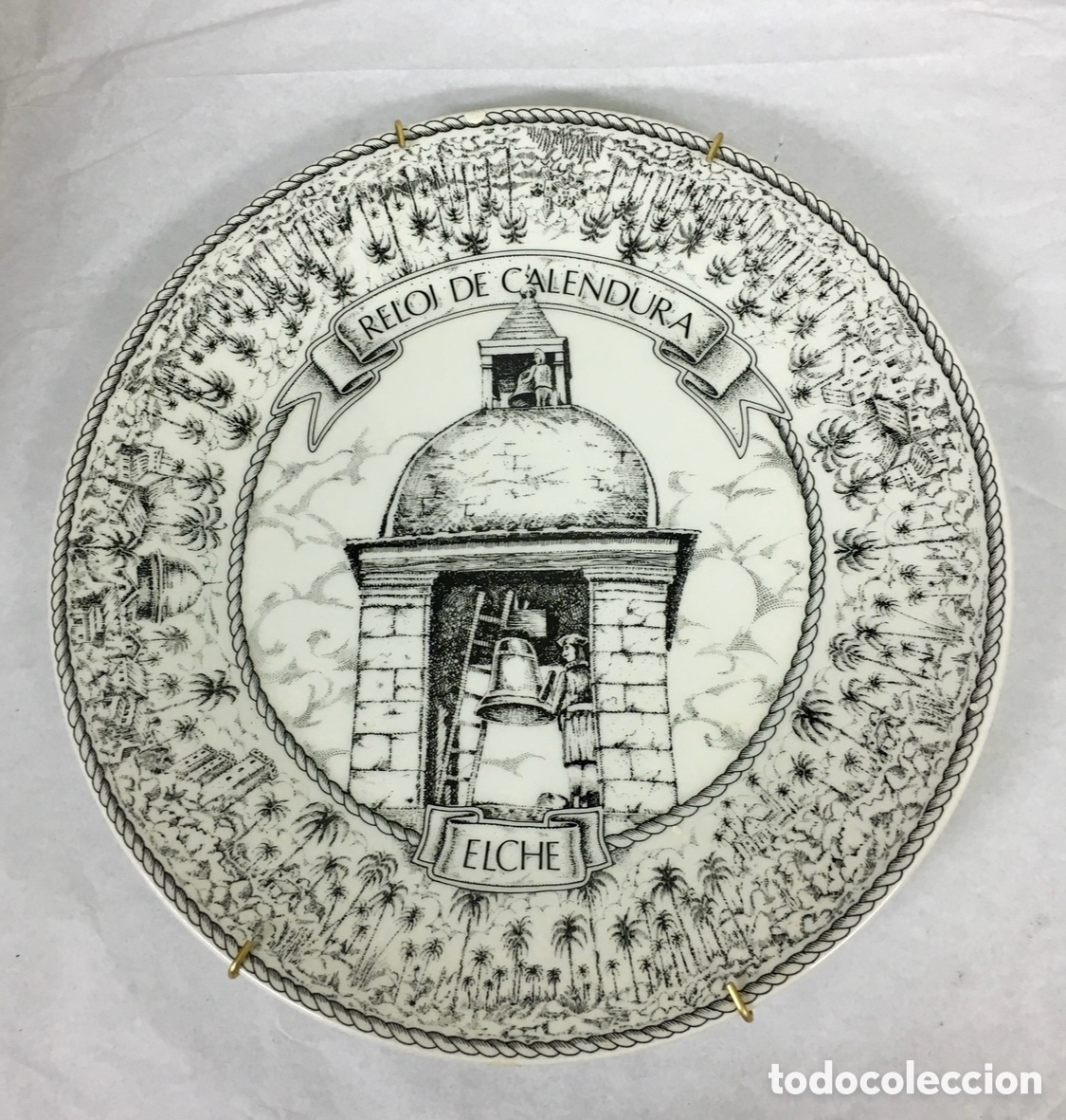 Vintage: Plato decorativo. Elche. Reloj de Calendura.