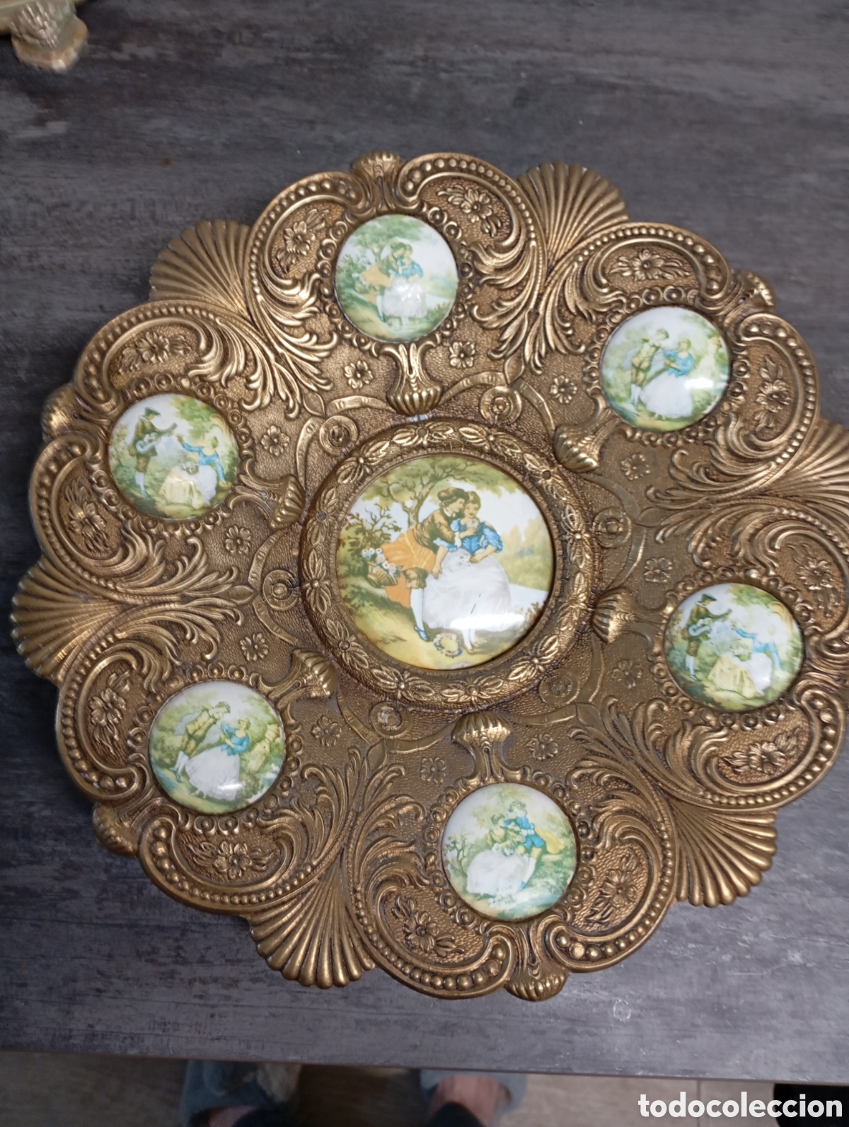 Vintage: Plato fragonard bronce - Foto 1