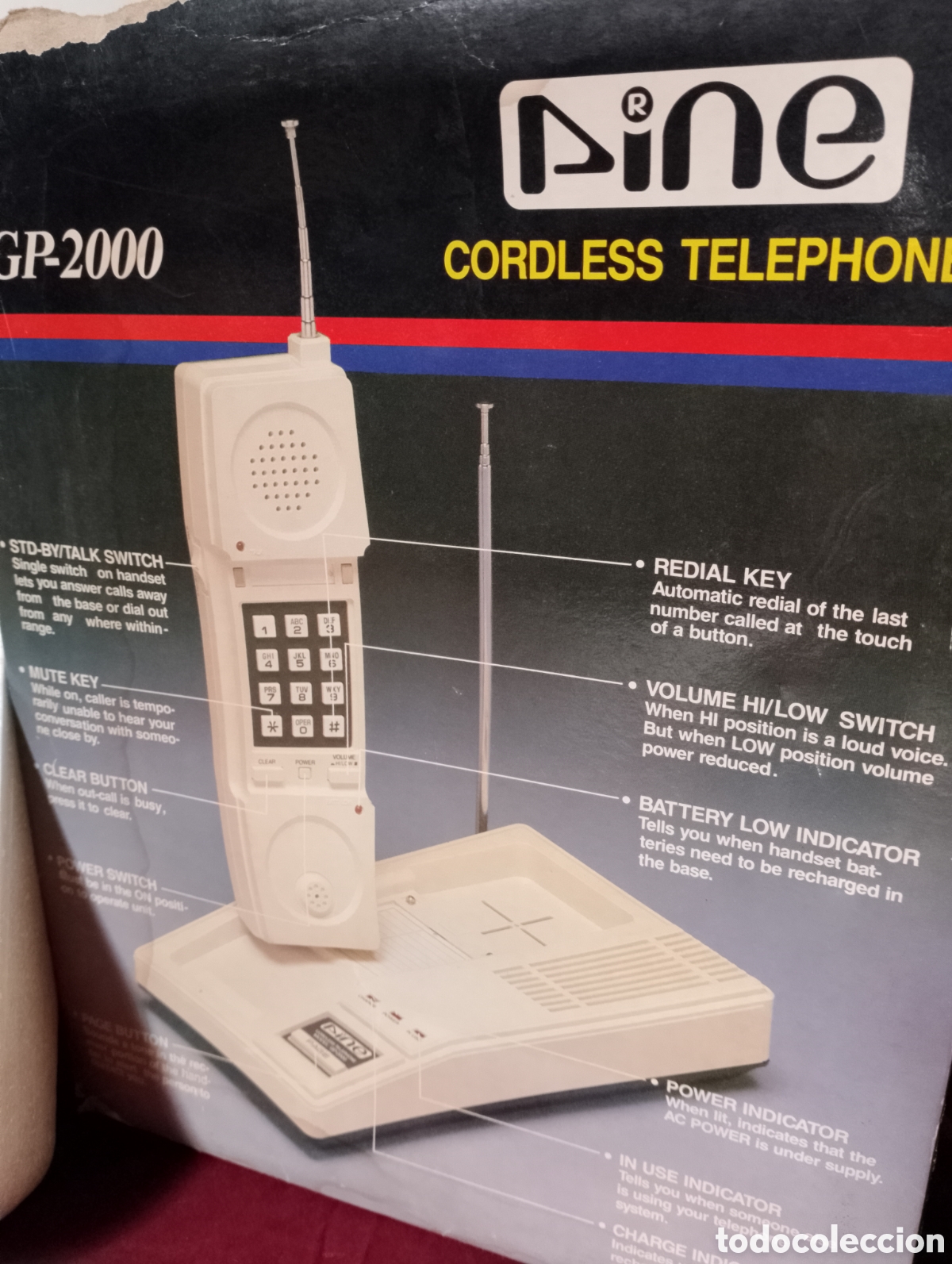 Vintage: Tel&eacute;fono inal&aacute;mbrico de los 80 Pine. - Foto 3