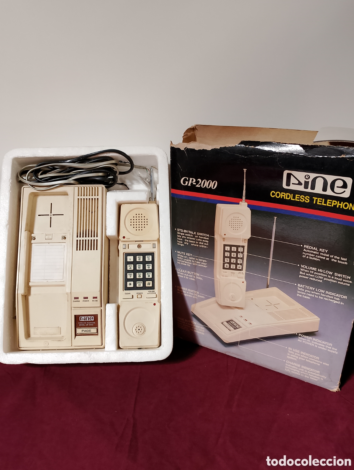 Vintage: Tel&eacute;fono inal&aacute;mbrico de los 80 Pine. - Foto 1
