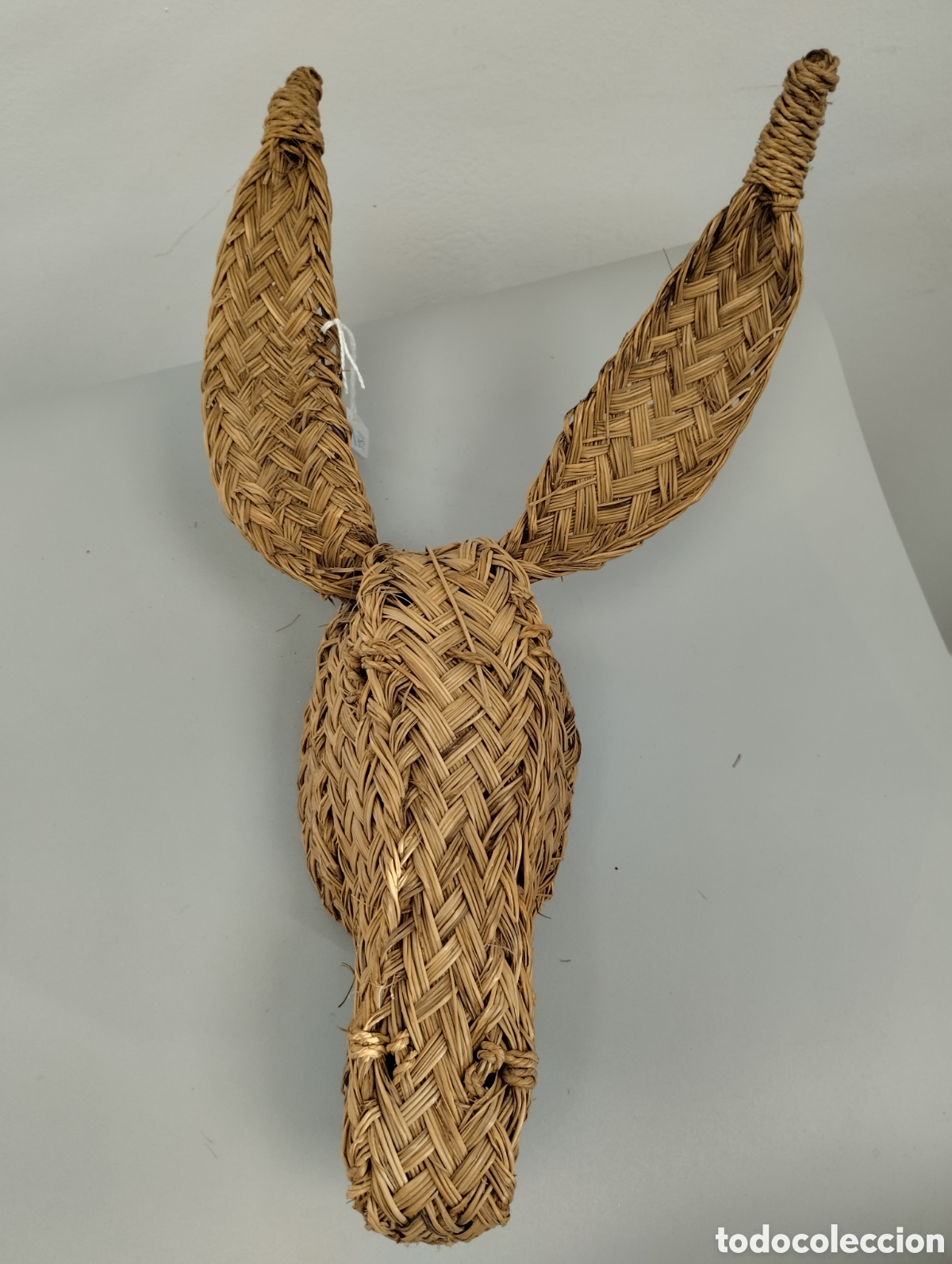 Vintage: Cabeza de asno en mimbre o rat&aacute;n. Decoraci&oacute;n boho. 38x18
