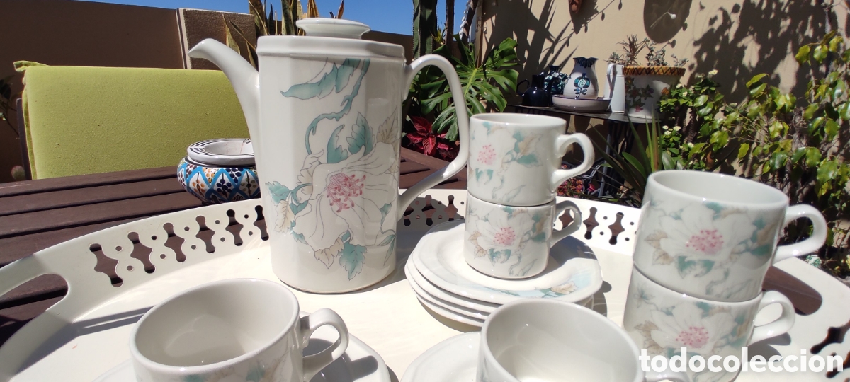 Vintage: Juego de caf&eacute; flores turquesas - Foto 3