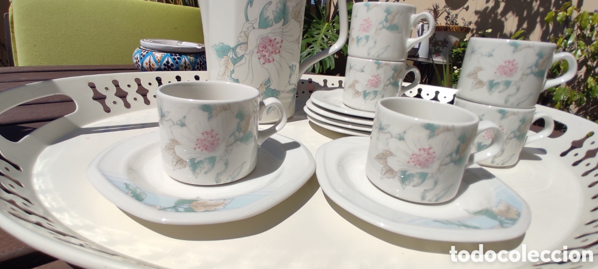 Vintage: Juego de caf&eacute; flores turquesas - Foto 5