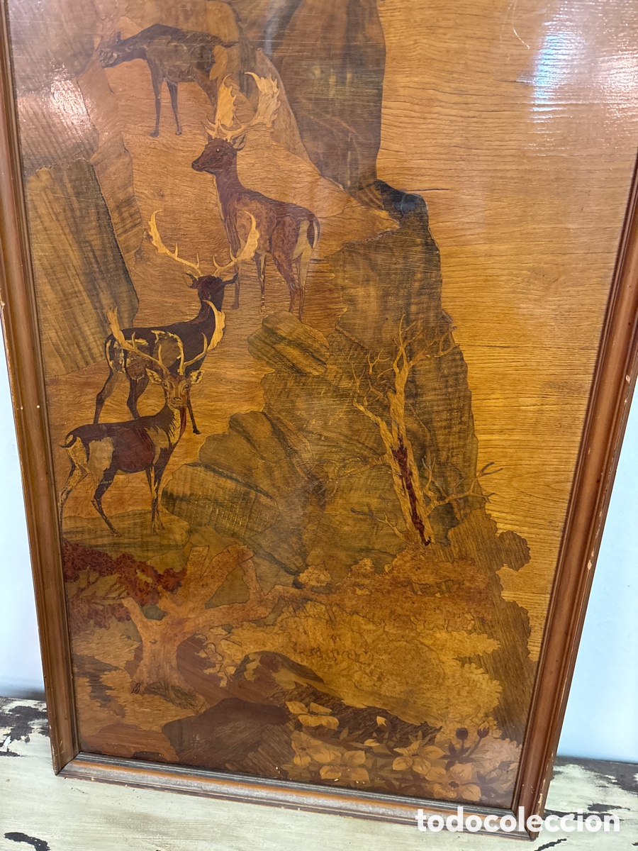 Vintage: Panel en madera de marqueter&iacute;a. Siglo XX. - Foto 2