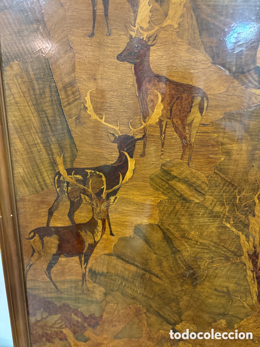 Vintage: Panel en madera de marqueter&iacute;a. Siglo XX. - Foto 3