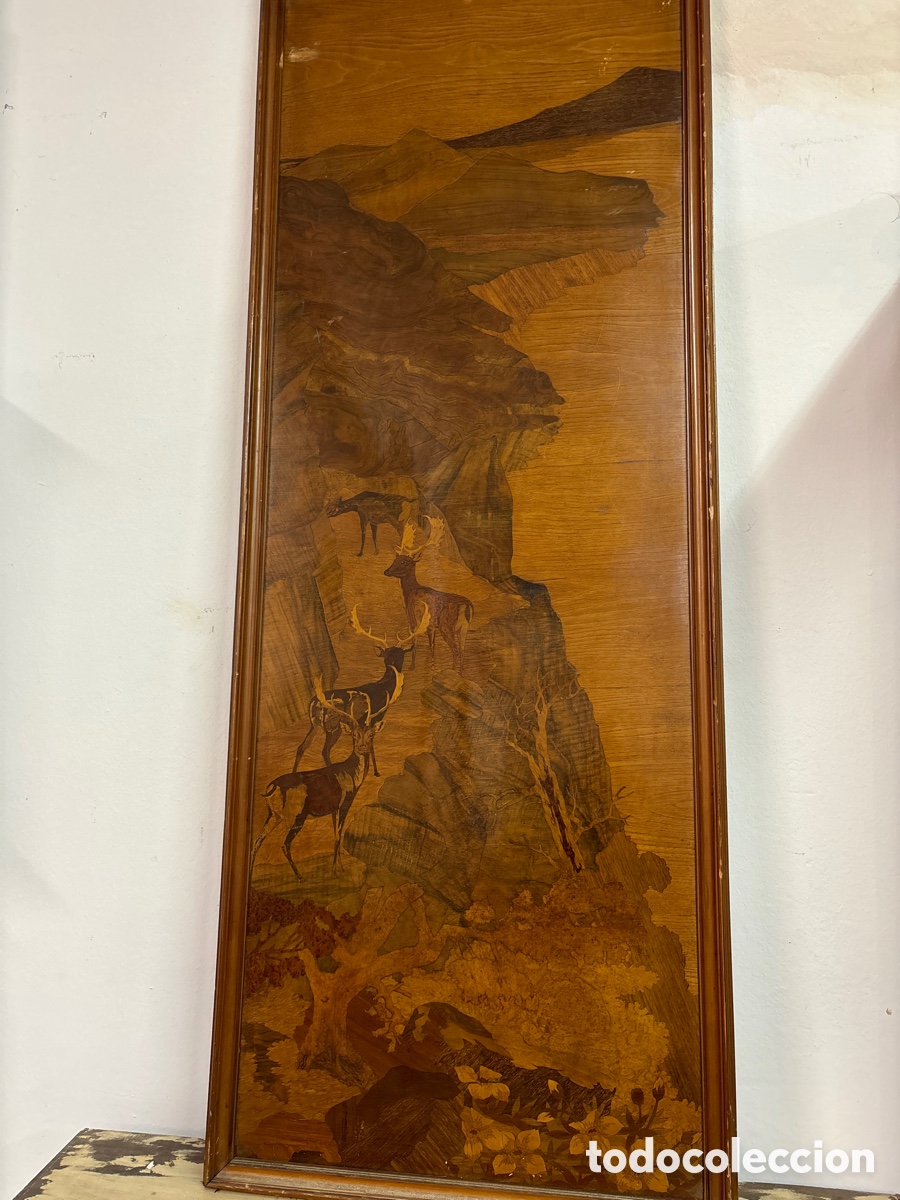 Vintage: Panel en madera de marqueter&iacute;a. Siglo XX. - Foto 1