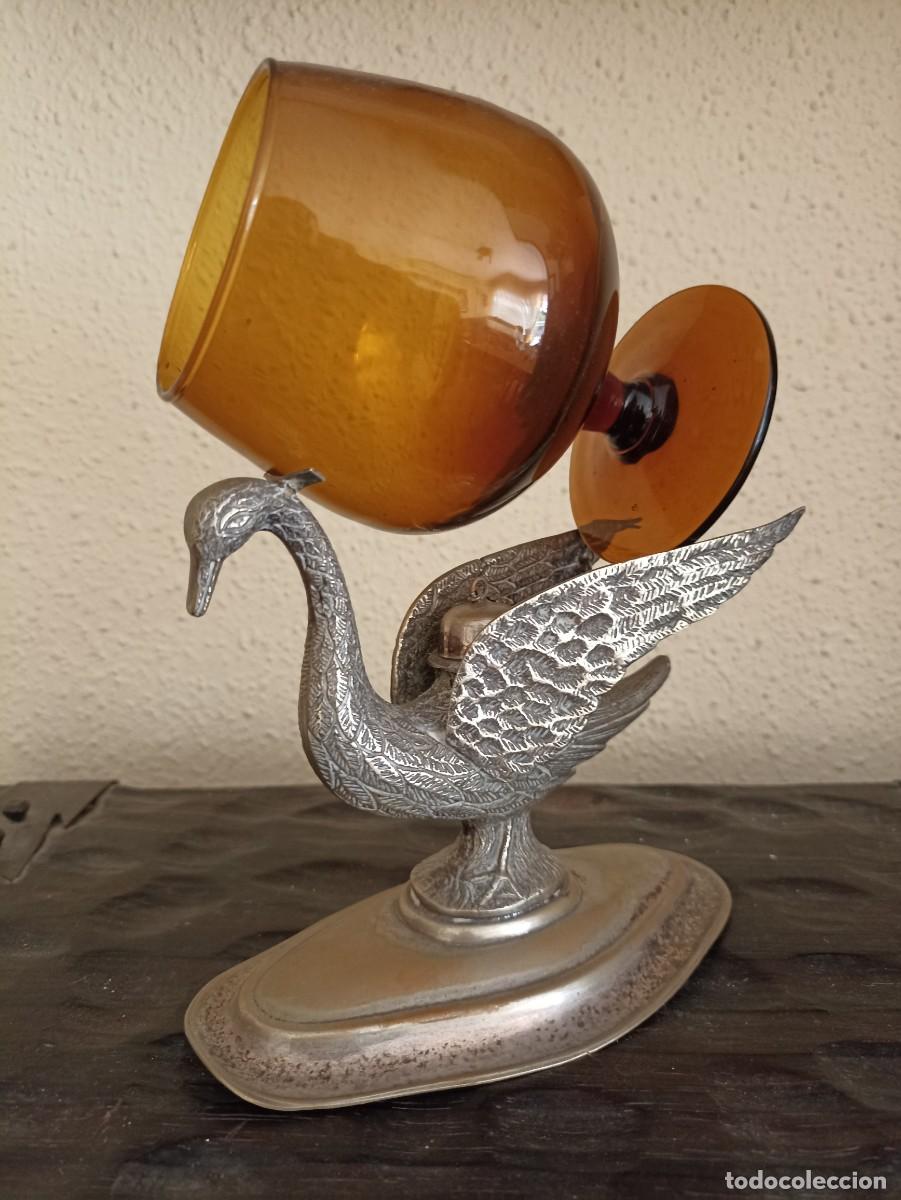 Vintage: CALENTADOR COPA CO&Ntilde;AC ALPACA CISNE - Foto 2