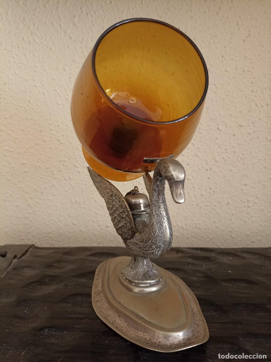 Vintage: CALENTADOR COPA CO&Ntilde;AC ALPACA CISNE - Foto 3
