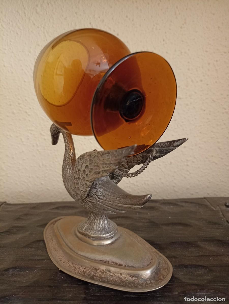 Vintage: CALENTADOR COPA CO&Ntilde;AC ALPACA CISNE - Foto 4