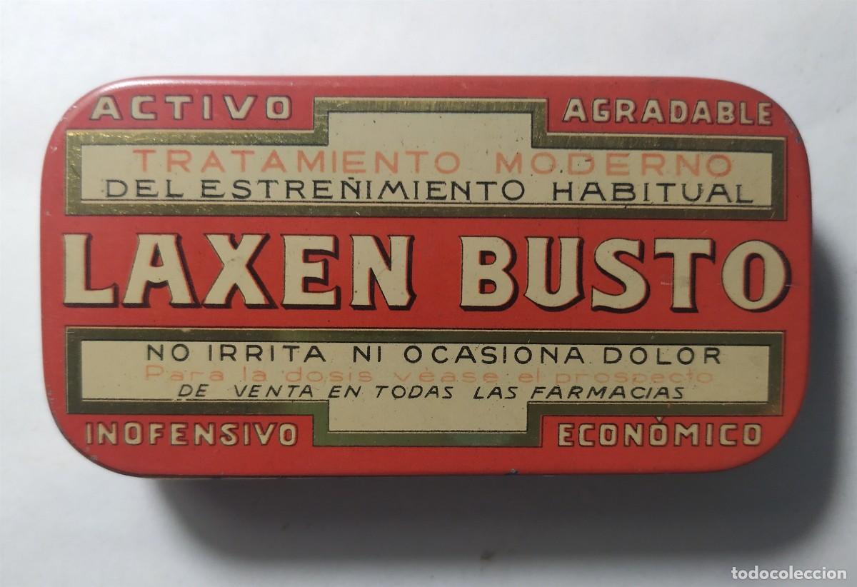 Vintage: Lata de metal serigrafiada. LAXEN BUSTO.